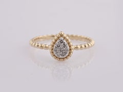 14K Yellow Gold Round Cut Diamond Cluster Beaded Ring