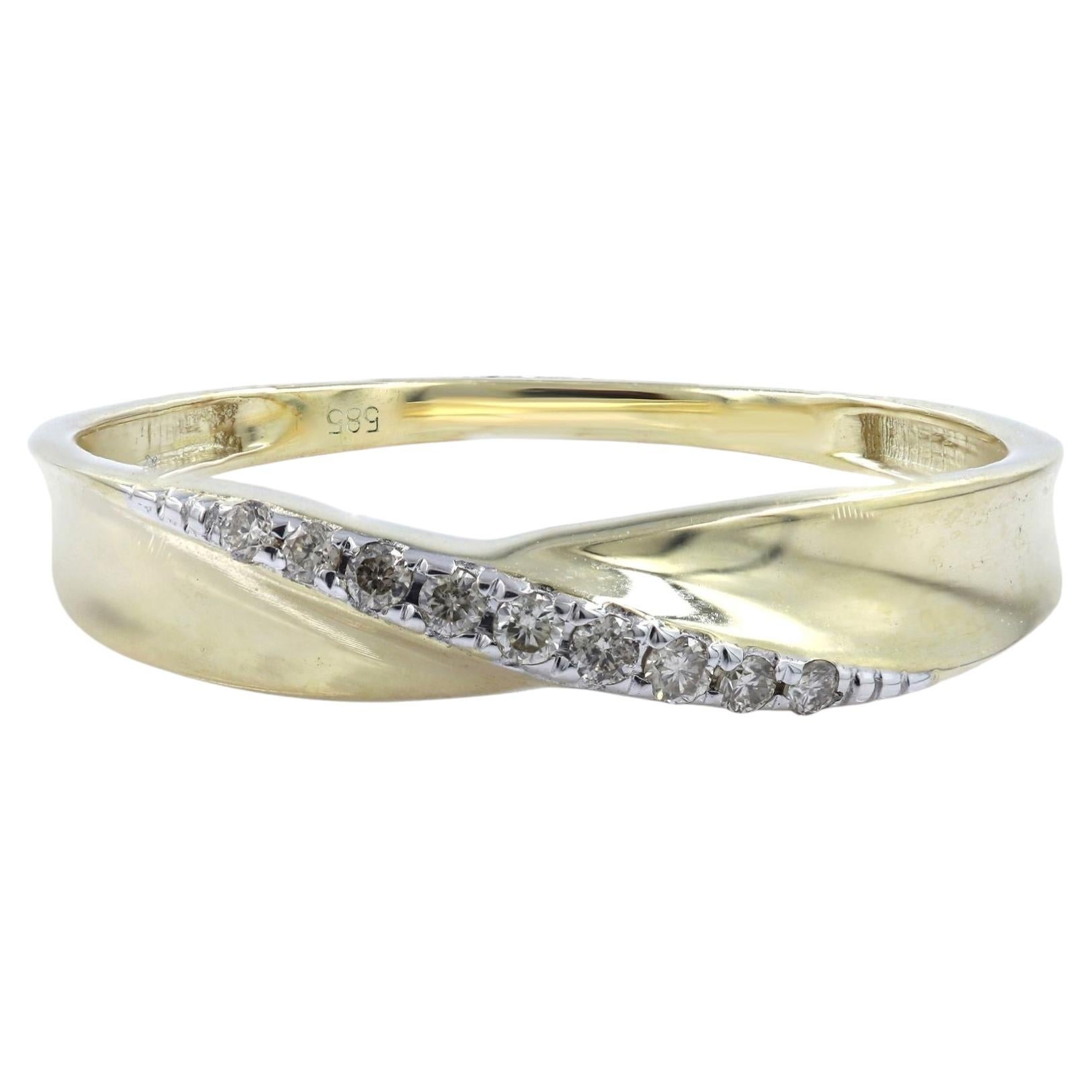 14K Gelbgold Rundschliff Diamant verflochten Unendlichkeit Band Ring