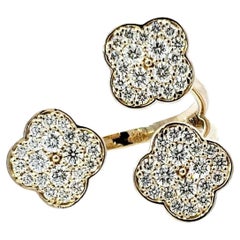 14k Yellow Gold Round-cut Diamond Flower Ring