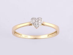 14K Gelbgold Rundschliff Diamant Herz Cluster Versprechen Ring