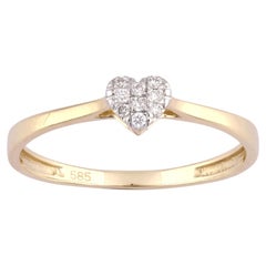 14K Gelbgold Rundschliff Diamant Herz Cluster Versprechen Ring