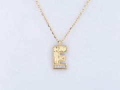 14K Yellow Gold Round Cut Diamond Initial "E" Pendant Necklace