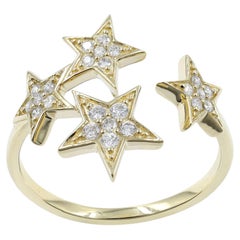 14K Yellow Gold Round Cut Diamond Multi-Star Bypass Ring
