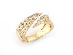 14K Yellow Gold Round Cut Diamond Pave Bypass Wrap Ring
