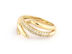14K Yellow Gold Round Cut Diamond Talon Bypass Ring