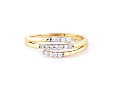 14K Gelbgold Rundschliff Diamant Dreireihiger Bypass Ring