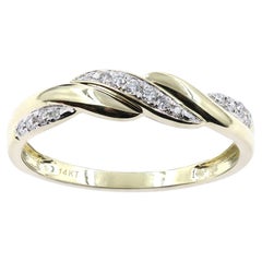 14K Gelbgold Rundschliff Diamant Twisted Infinity Band Ring