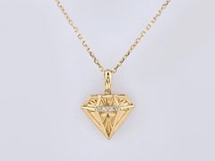 14K Yellow Gold Round Cut Origami Diamond Cut Pendant