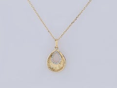 14K Yellow Gold Round Cut Radiance Teardrop pendant Necklace