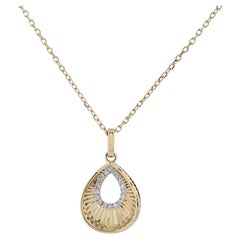 14K Yellow Gold Round Cut Radiance Teardrop pendant Necklace