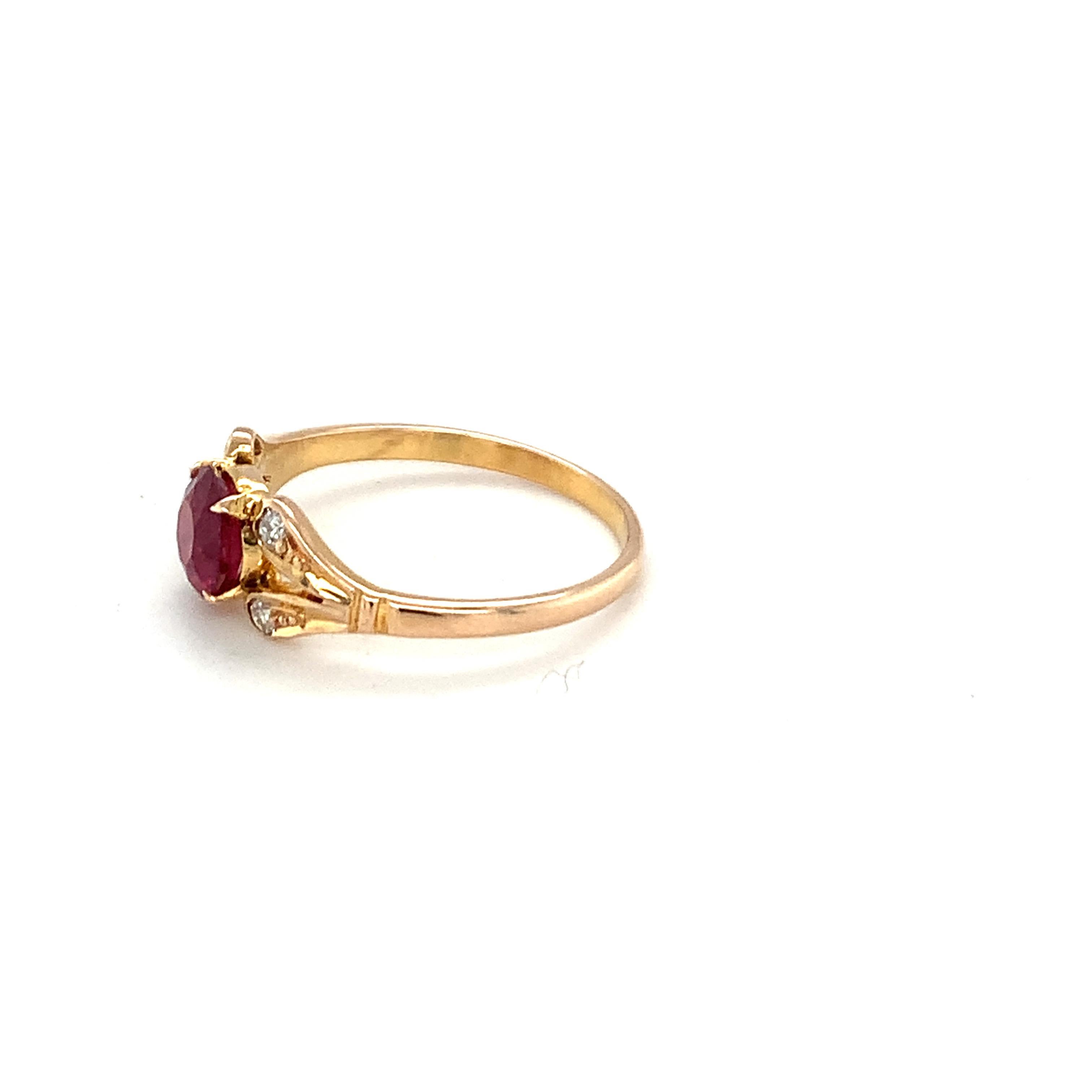 14K Yellow Gold Round Cut Ruby Diamond Ring For Sale 5