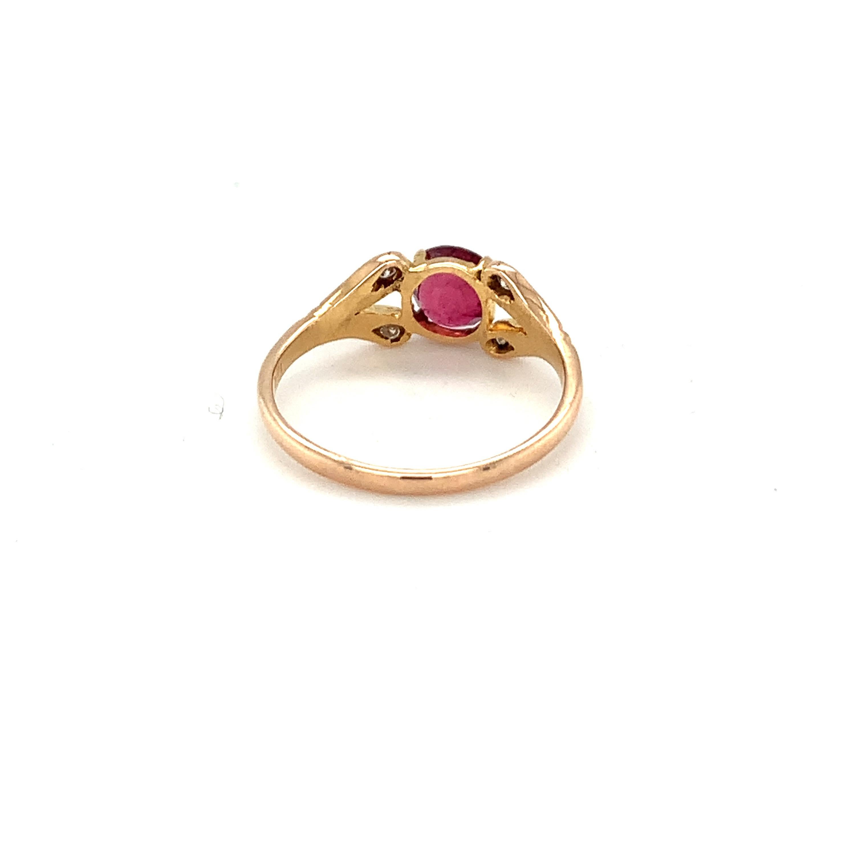 Women's 14K Yellow Gold Round Cut Ruby Diamond Ring For Sale