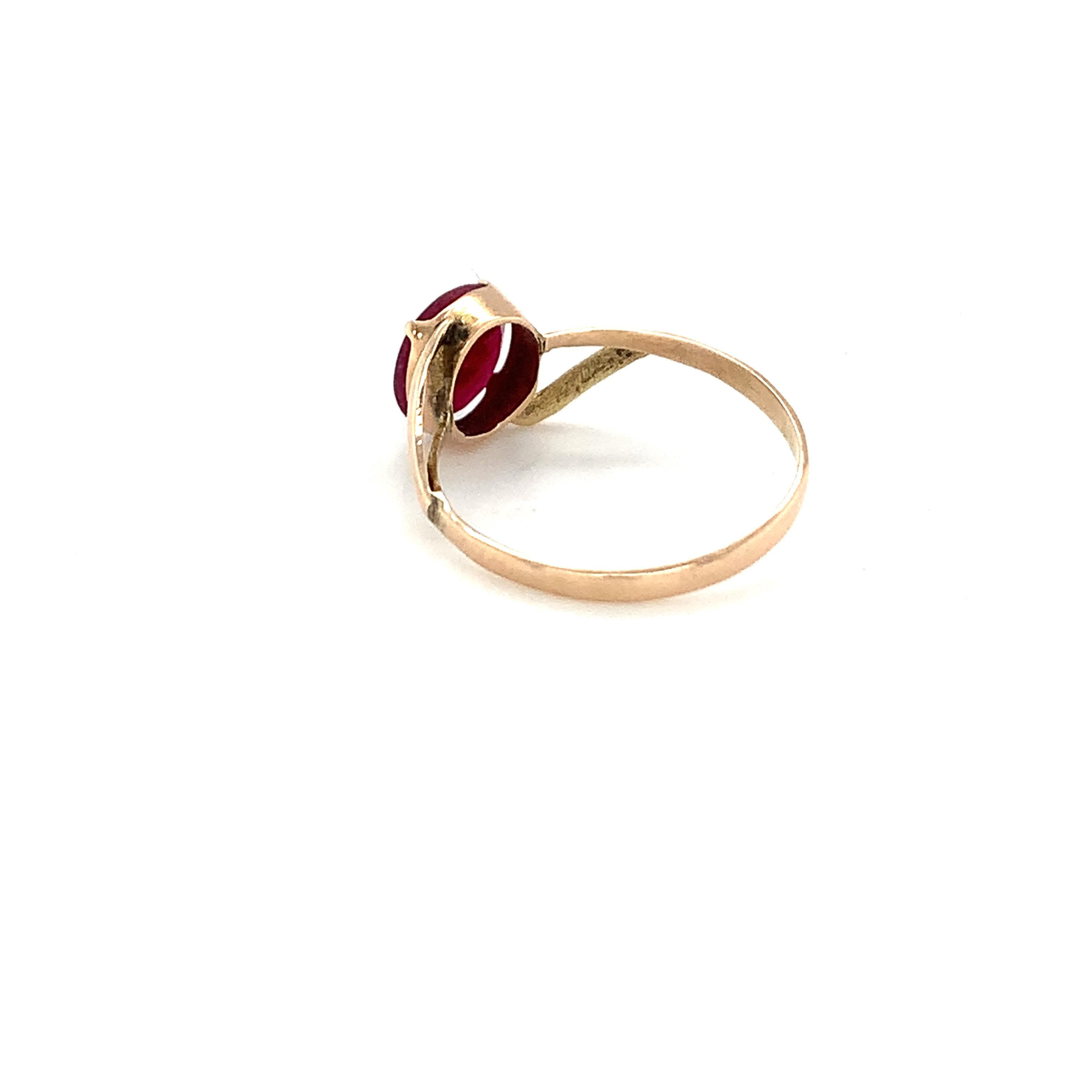 Artisan 14K Yellow Gold Round Cut Solitaire Ruby Ring For Sale