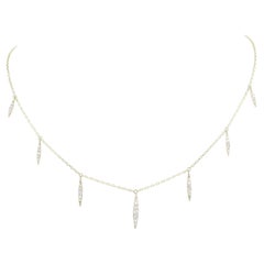 14K Yellow Gold Round Diamond Celestial Shimmer Drip Necklace