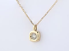 14K Yellow Gold Round Diamond Cushion-Frame Pendant Necklace