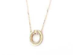 14K Yellow Gold Round Diamond Pave Set Circle Pendant Necklace