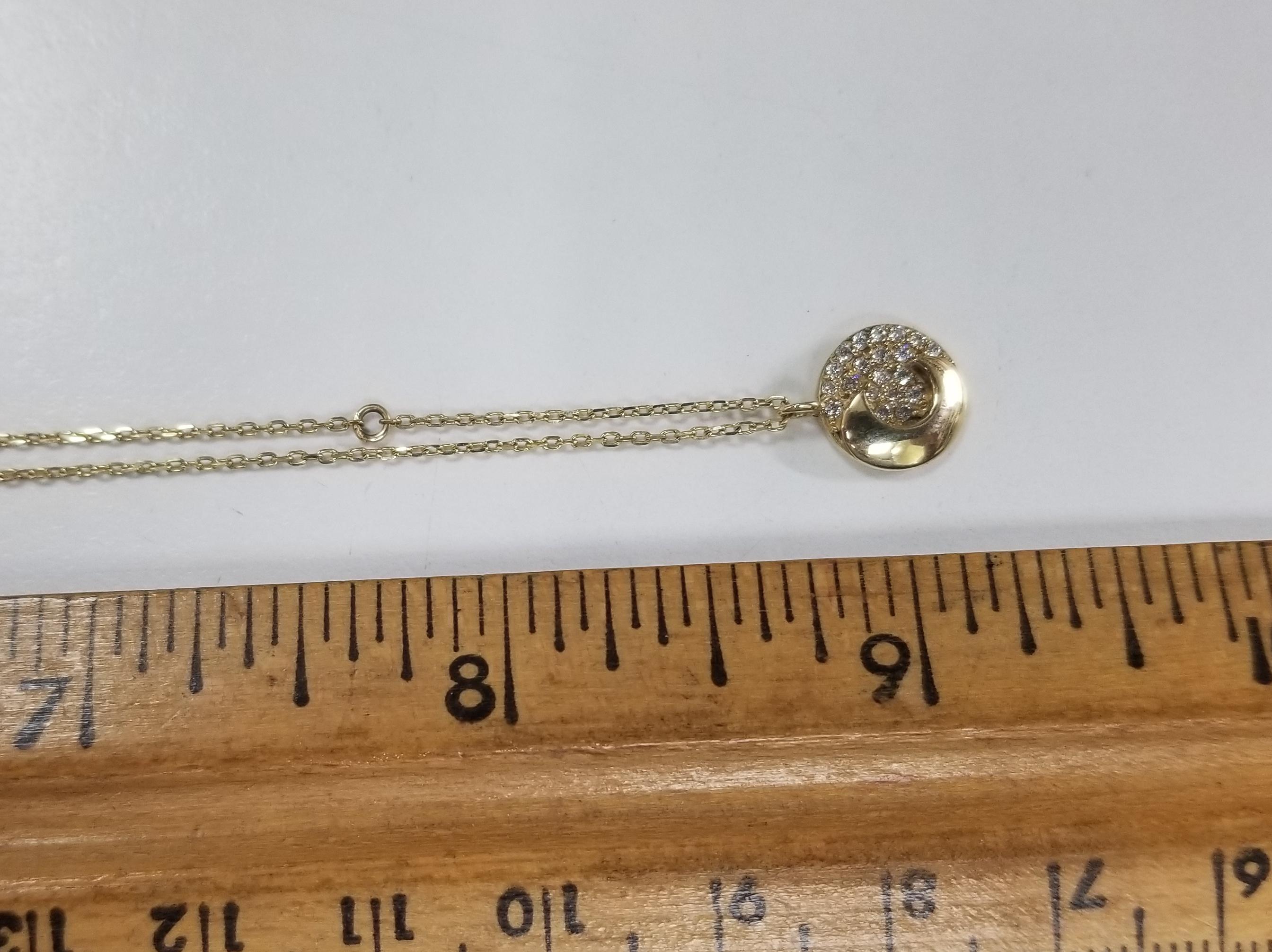 Women's or Men's 14 Karat Yellow Gold Round Diamond Pendant