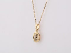 14K Yellow Gold Round Diamond Teardrop Pendant Necklace