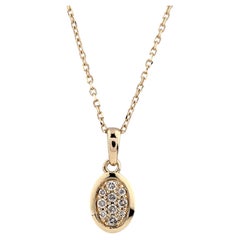 14K Yellow Gold Round Diamond Teardrop Pendant Necklace