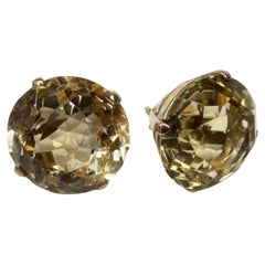 14 Karat Gelbgold Runde facettierte Citrin-Ohrringe