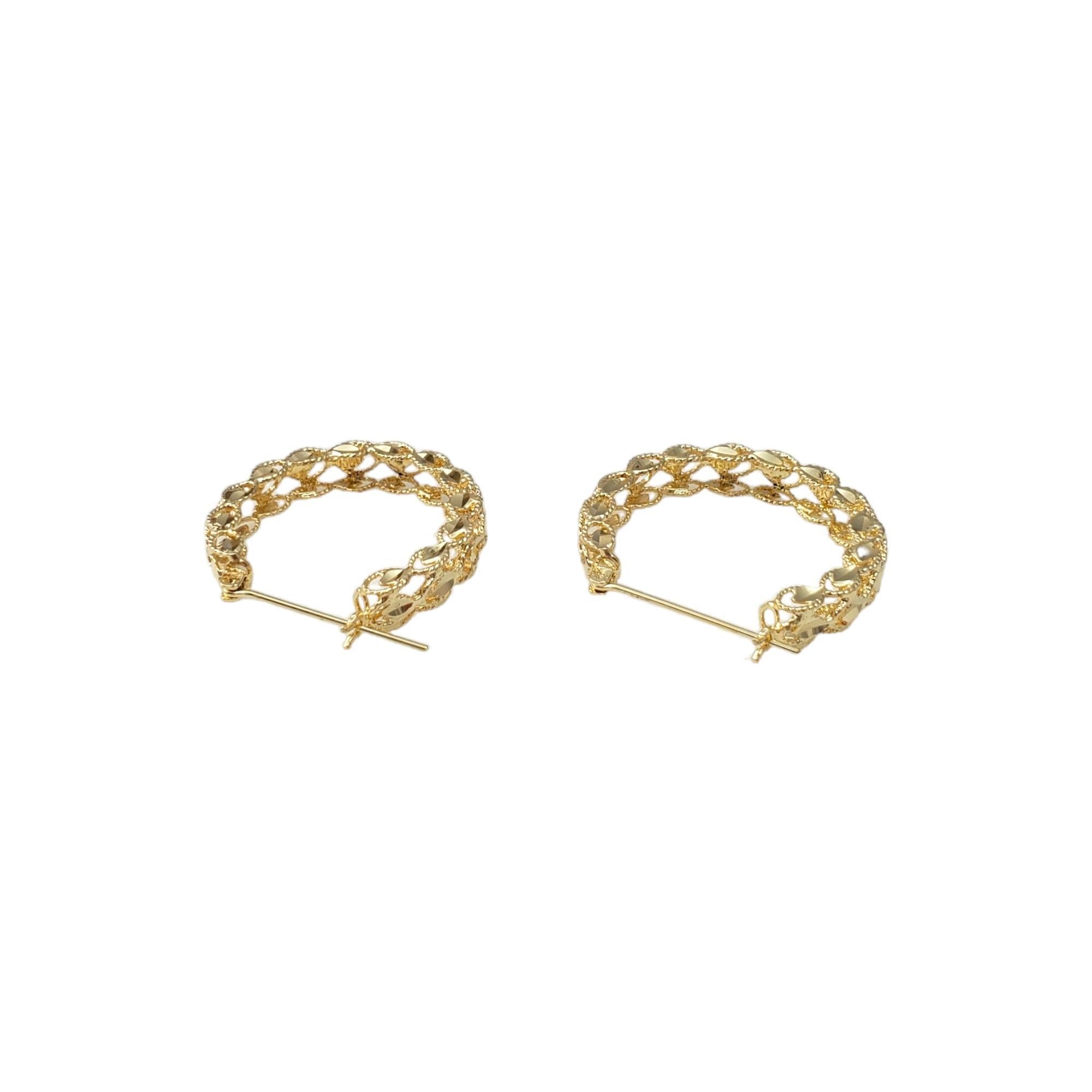 Women's 14K Yellow Gold Round Faceted Hoops #16519 For Sale