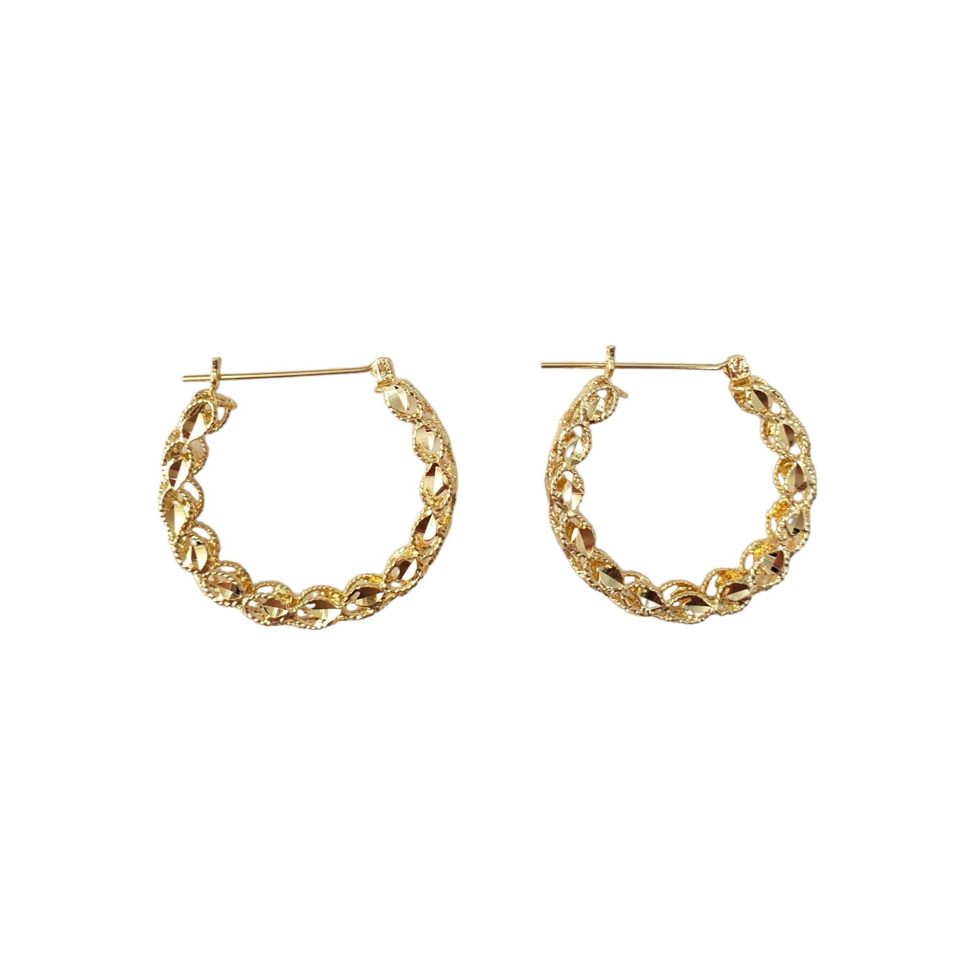 14K Yellow Gold Round Faceted Hoops #16519 For Sale 1