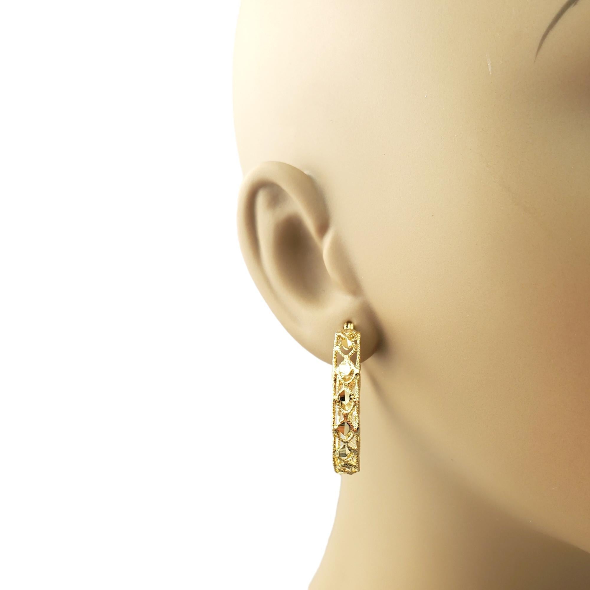 14K Yellow Gold Round Faceted Hoops #16519 For Sale 3