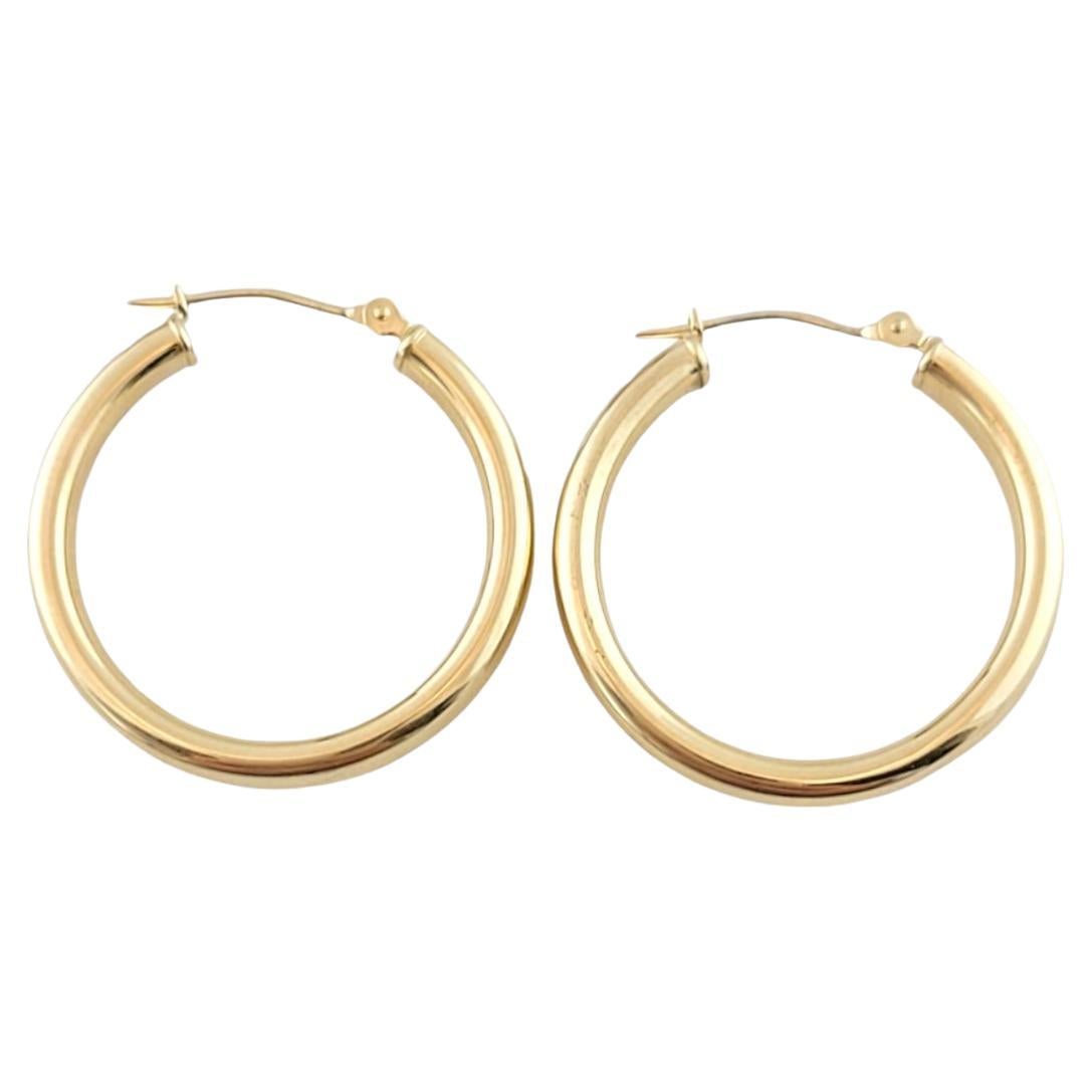 14K Yellow Gold Round Hoop Earrings #14499 For Sale