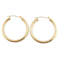 Vintage 14K Yellow Gold Round Hoop Earrings #14499