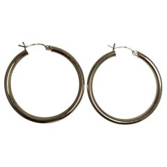 14K Yellow Gold Round Hoop Earrings 1.5" #24108