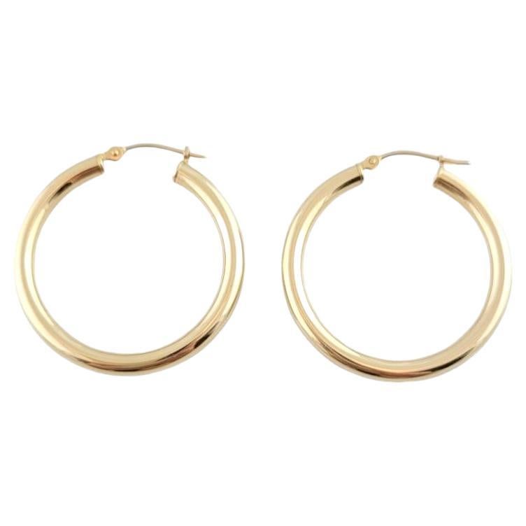 14K Yellow Gold Round Hoop Earrings #16061 For Sale