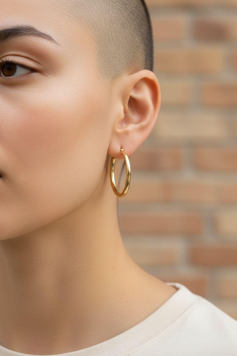 Boucles d'oreilles rondes en or jaune 14K #24006 en vente 2