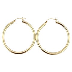 14K Yellow Gold Round Hoop Earrings #24006