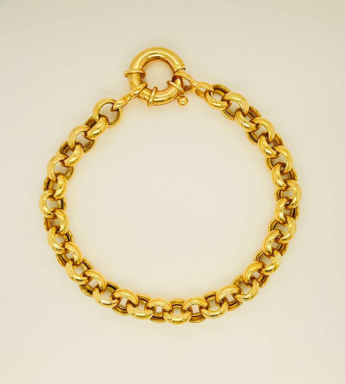 14K Yellow Gold Round Link Bracelet In Excellent Condition In Beverly Hills, CA