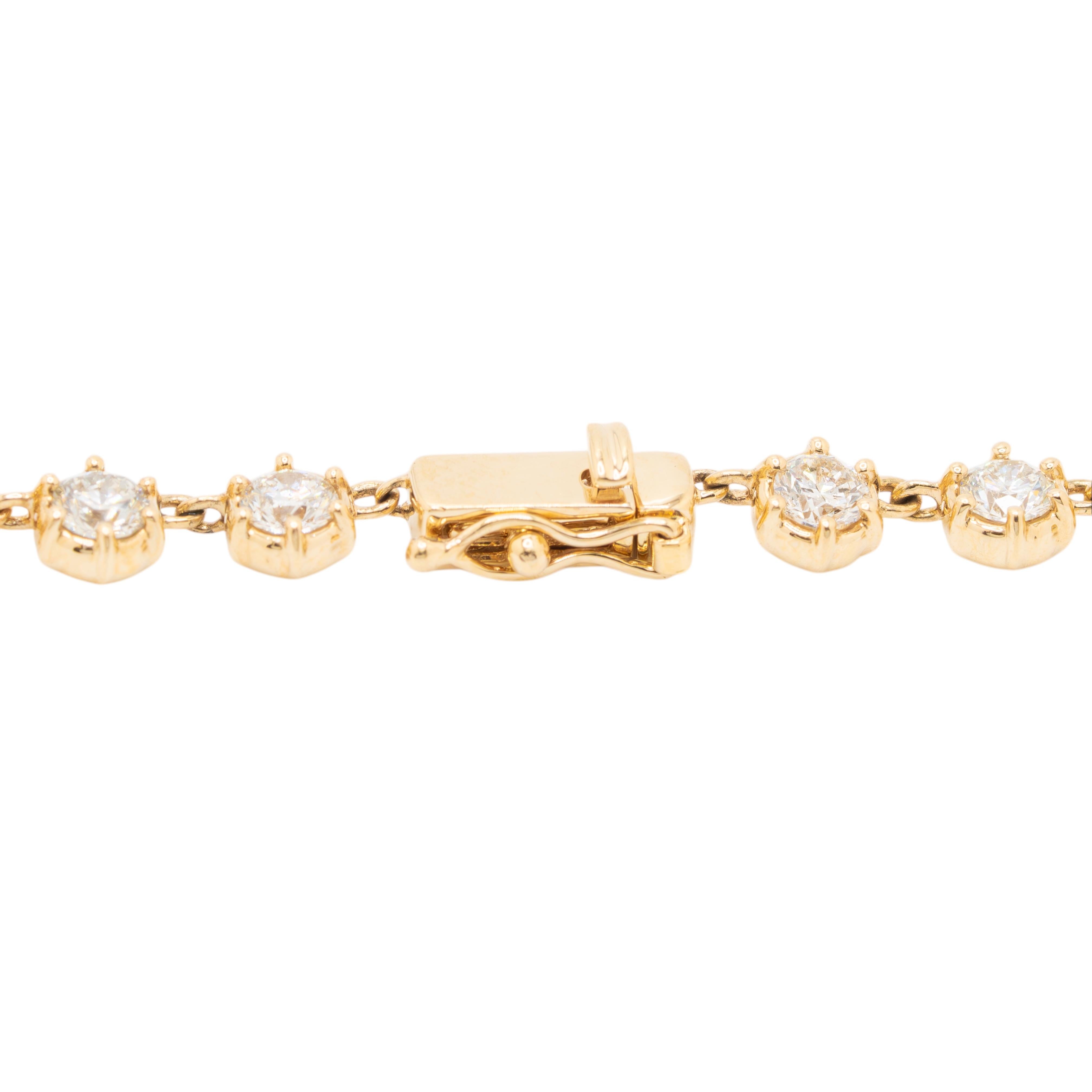 14k Gelbgold Halskette mit rundem natürlichen Diamanten (Rundschliff)