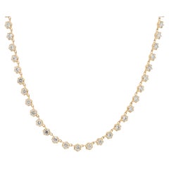 14k Gelbgold Halskette mit rundem natürlichen Diamanten