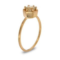 14 Karat Gold Round Near Colorless Sapphire Solitaire Ring Center-3/4 Carat