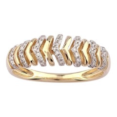 14K Yellow Gold Modern 0.17ct Diamond Chevron Ring
