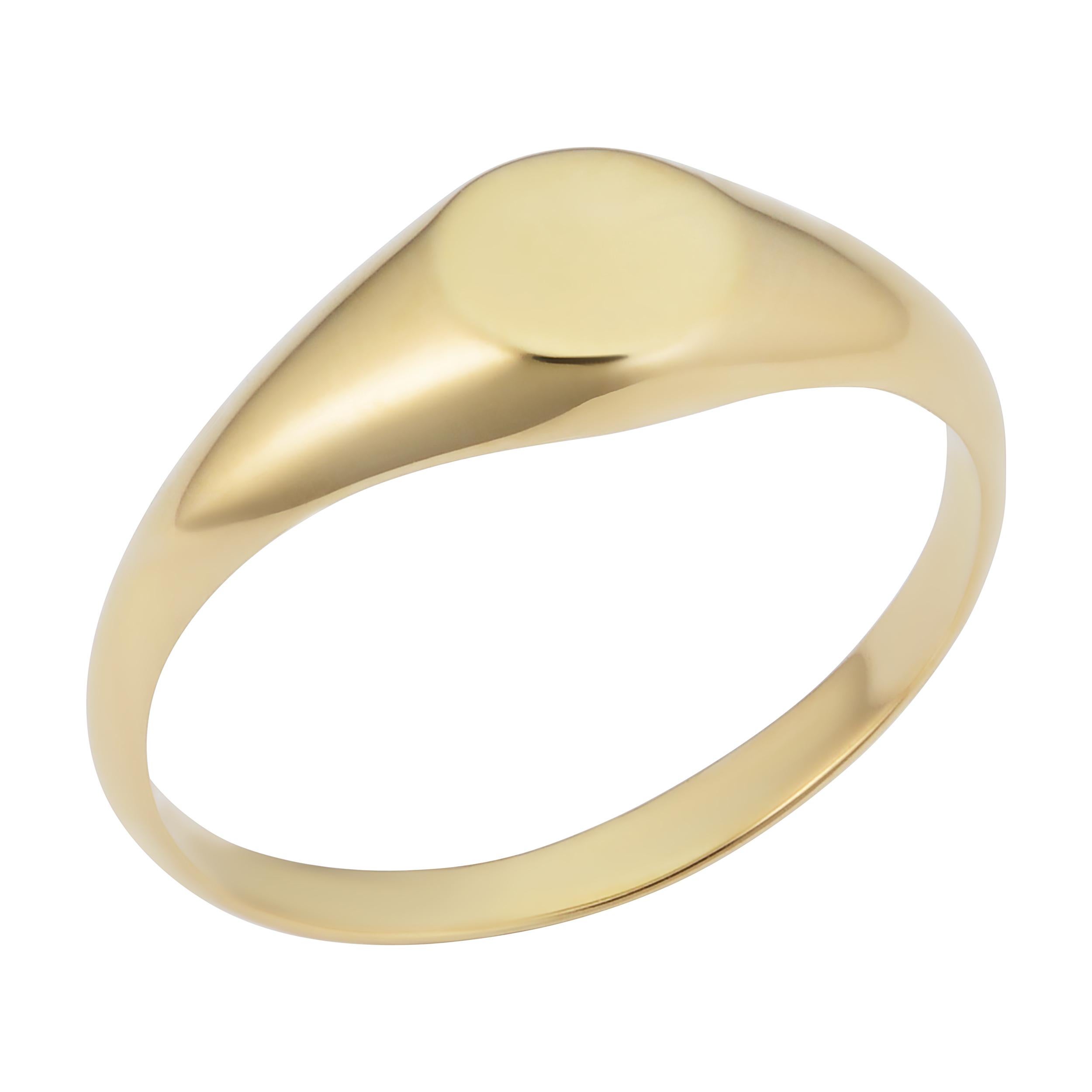 14K Yellow Gold Round Signet Ring In New Condition For Sale In Great neck, NY