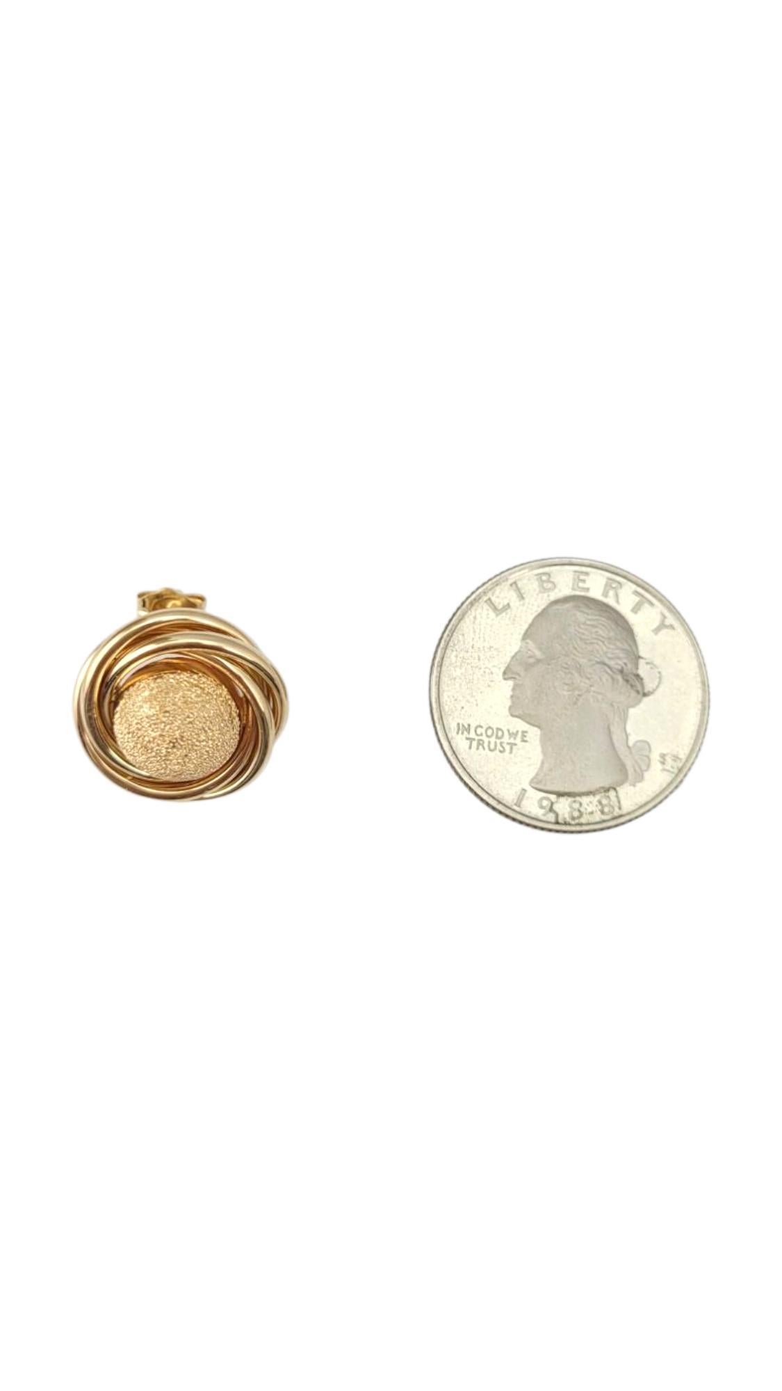 14K Yellow Gold Round Sparkle Button Earrings #21725 For Sale 3