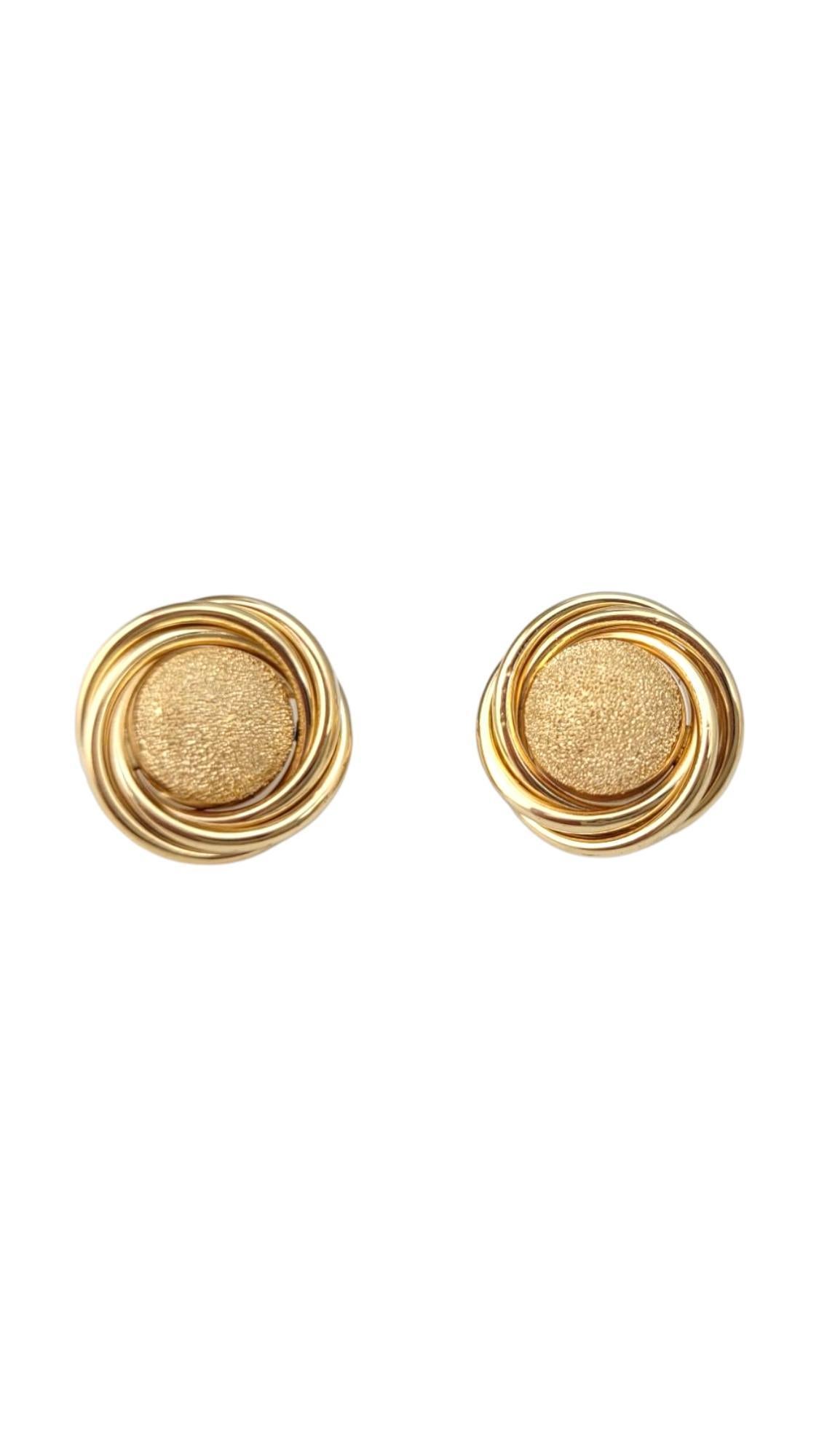 14K Yellow Gold Round Sparkle Button Earrings #21725 For Sale