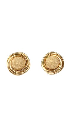 14K Yellow Gold Round Sparkle Button Earrings #21725