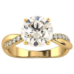 14K Yellow Gold Round Twisted Vine Diamond Ring EGL USA 'Center- 1.71 Carat'