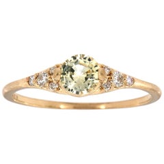 14K Yellow Gold Round Yellow Sapphire Vintage Diamond Ring 'Center-1/2 Carat'