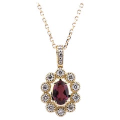 Ciondolo a forma di fiore di rodolite reale in oro giallo 14K