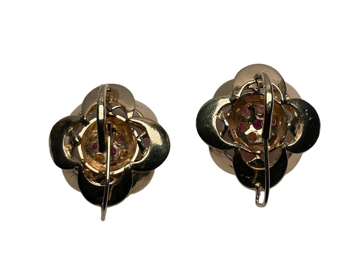 14k Yellow Gold Rubies Pair of Earrings For Sale 5