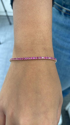 14K Yellow Gold Ruby 3.80ct Tennis Bracelet for Her