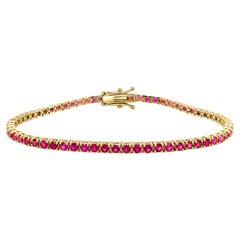 Bracelet de tennis en or jaune 14K avec rubis 3.80ct pour elle