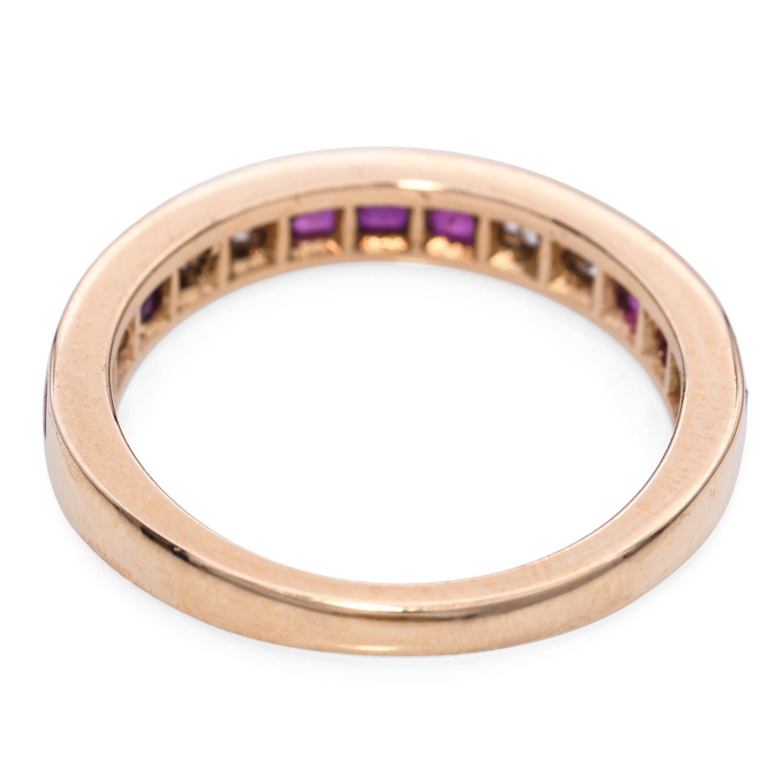 Bracelet en or jaune 14k serti de rubis et de diamants en vente 1