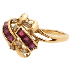 14K Yellow Gold Ruby and Diamond Cocktail Ring